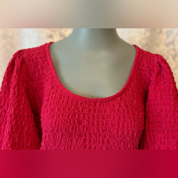 Anthropologie Maeve Textured Balloon-Sleeve Top In Pink, Large - Picture 2 of 6